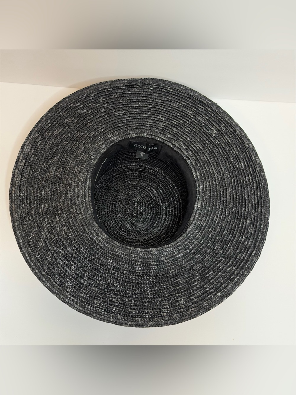 GIGI PIP Black Straw Wide-Brim Hat with Triangle Accent - Picture 5 of 10